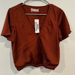 Urban Outfitters V Neck Silky Copper Blouse